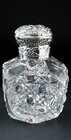CUT CRYSTAL SCENT PERFUME BOTTLE, BIBLICAL SILVER TOP