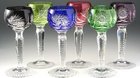 SET OF SIX HARLEQUIN OVERLAY LIQUEUR GLASSES