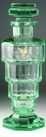 HAIDA STEINSCHNAU DECO TALL GREEN GLASS DECANTER FLASK