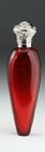 RUBY DROP SCENT PERFUME BOTTLE EMBOSSED SILVER TOP
