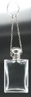 CRYSTAL SCENT PERFUME BOTTLE w/ SILVER TOP CHAIN & RING