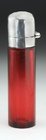 RUBY GLASS CYLINDER SCENT PERFUME BOTTLE, SILVER