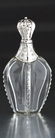 DUTCH CRYSTAL SCENT PERFUME BOTTLE w/ SILVER TOP