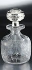 CUT & ENGRAVED CRYSTAL SCENT PERFUME BOTTLE, GORHAM SILVER TOP
