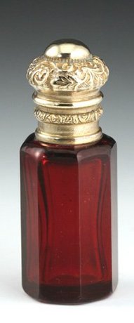 RUBY CUT CRYSTAL CYLINDER SCENT PERFUME BOTTLE
