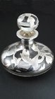 SILVER OVERLAY GLASS SCENT PERFUME BOTTLE
