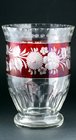 BOHEMIAN CRYSTAL VASE WITH ENGRAVED FLASH RUBY BAND
