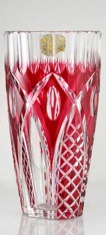 VAL ST. SAINT LAMBERT CRANBERRY TO CLEAR CRYSTAL VASE