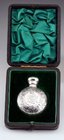 BOXED CIRCULAR SILVER SCENT PERFUME BOTTLE BY GEORGE WATTS