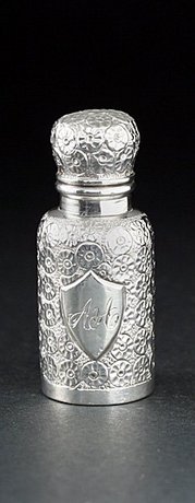 FLORAL EMBOSSED SILVER SCENT PERFUME BOTTLE