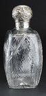 BAMBOO ENGRAVED CRYSTAL SCENT PERFUME BOTTLE, SILVER TOP