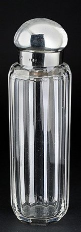 CRYSTAL DRESSING TABLE BOTTLE, STERLING SILVER TOP