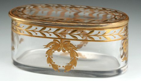GILDED CRYSTAL BOX AND COVER, PROBABLY FRENCH