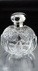 MOULDED SPHERICAL CRYSTAL SCENT PERFUME BOTTLE, SILVER TOP