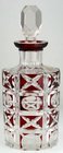 RUBY OVERLAY CUT GLASS DRESSING TABLE SCENT PERFUME BOTTLE