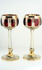PAIR OF GILT & RUBY CABOCHON WINE GLASSES