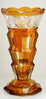 BOHEMIAN FLASHED AMBER AND CLEAR FACET CUT VASE