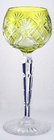 VAL ST. LAMBERT LIME GREEN OVERLAY CRYSTAL WINE GLASS