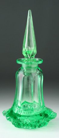 URANIUM GLASS DRESSING TABLE SCENT PERFUME BOTTLE