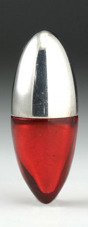 RUBY BULLET SCENT PERFUME BOTTLE, SILVER TOP