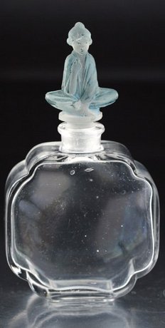 DECO SCENT PERFUME BOTTLE WITH FIGURAL STOPPER, POSSIBLY VIARD