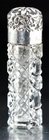 CUT CRYSTAL CYLINDER SCENT PERFUME BOTTLE, SILVER TOP