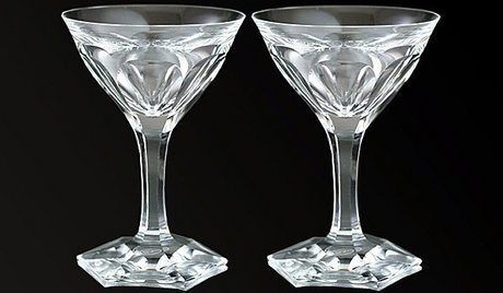 PAIR OF MOSER POPE CUT CRYSTAL CHAMPAGNE FLUTES GLASSES