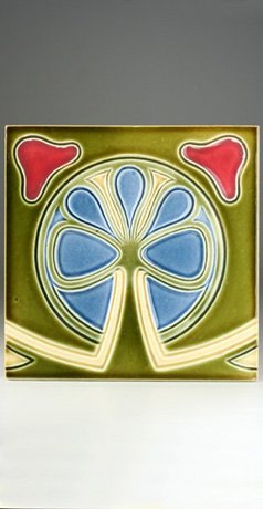 ART NOUVEAU TILE WITH UNUSUAL STYLISED MOTIF, PROBABLY WESSEL