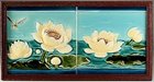 ART NOUVEAU TWO TILE WATER LILY & DRAGONFLY SET, TONWERK OFFSTEIN