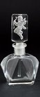 DECO CUT CRYSTAL SCENT PERFUME BOTTLE, CUPID FIGURAL STOPPER