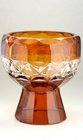 FLASHED AMBER & CLEAR GLASS BOWL ON FACET BASE