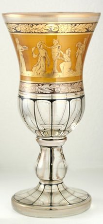 BOHEMIAN FIGURAL DECORATED GOBLET VASE, POSSIBLY FRITZ HECKERT