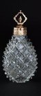 DUTCH CUT CRYSTAL SCENT PERFUME BOTTLE, 14CT. GOLD TOP & STOPPER