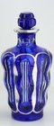 COBALT BLUE CUT TO CLEAR SCENT PERFUME BOTTLE WITH SILVER OVERLAY