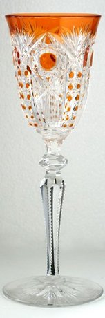 VAL ST. LAMBERT RICHEPIN SAARLOIUS ORANGE & CLEAR WINE HOCK GLASS