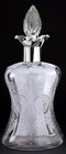 ENGRAVED CRYSTAL DECANTER, FOUR POINT STERLING SILVER POUR MOUNT
