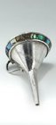 MEXICAN SILVER SCENT PERFUME BOTTLE FUNNEL, MOTHER OF PEARL RIM