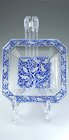 LALIQUE BLUE STAINED PERCHING BIRDS GLASS PIN TRINKET DISH