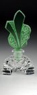 CZECH DECO MINI CRYSTAL SCENT PERFUME BOTTLE ETCHED GREEN STOPPER