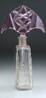 CZECH DECO CLEAR & FROSTED SCENT PERFUME BOTTLE, AMETHYST STOPPER