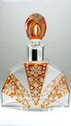 GERMAN FLASHED AMBER DECO GLASS DECANTER, SILVER COLLAR