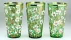 TRIO OF GREEN MOSER FLORAL ENAMELLED & GILT JUICE WATER GLASSES