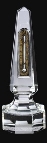 CRYSTAL GLASS DESK THERMOMETER WITH FAHRENHEIT & RAUMUR SCALE