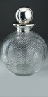DIAMOND AIR TRAP SPHERICAL GLASS SCENT PERFUME BOTTLE, SILVER TOP