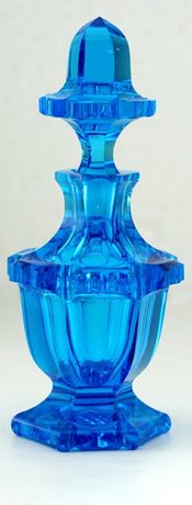 BOHEMIAN TURQUOISE CUT CRYSTAL SCENT PERFUME BOTTLE