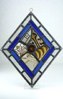 VICTORIAN & EARLIER STAINED GLASS SUNCATCHER, NEWLY LEADED MOUNT