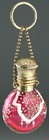ENAMELLED CRANBERRY GLASS SCENT PERFUME BOTTLE, BRASS TOP