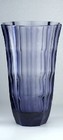 DECO FACET CUT & OPTIC MOULDED TALL LILAC BLUE GLASS VASE, POSSIBLY MOSER