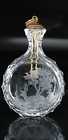 BOHEMIAN GLASS SNUFF BOTTLE ENGRAVED W/ RECLINING STAG, AS SCENT PERFUME BOTTLE