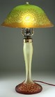 RARE VAL ST. LAMBERT CUT CAMEO GLASS DECO TABLE LAMP, FULLY FUNCTIONAL